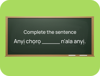 Complete the sentence puzzle inside IgboLearn